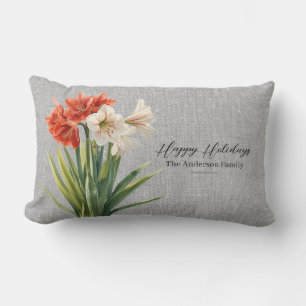 Coussin Rectangle Amaryllis Floral Fêtes d'Hiver