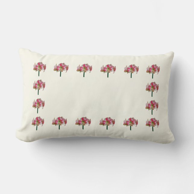 Coussin Rectangle Amaryllis rose et blanc (Recto)