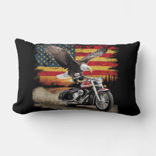 Coussin Rectangle American Flag Mocycle Tshirt USA Flag Bike Ret
