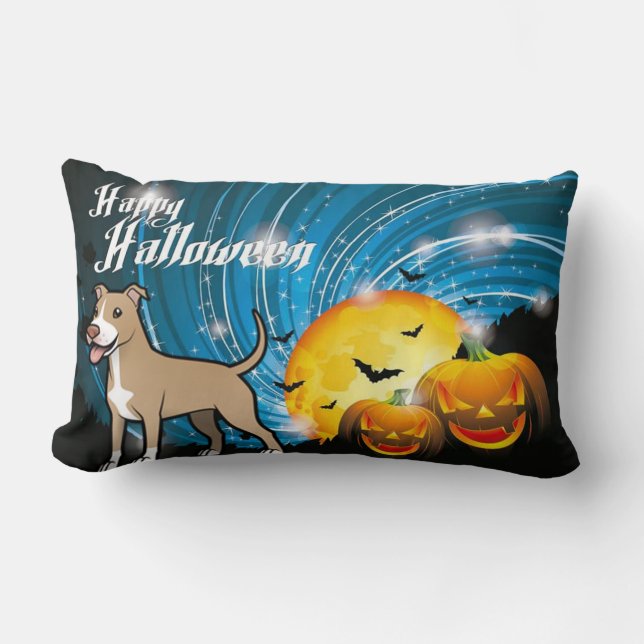Coussin Rectangle American Pitbull Terrier Happy Halloween (Recto)