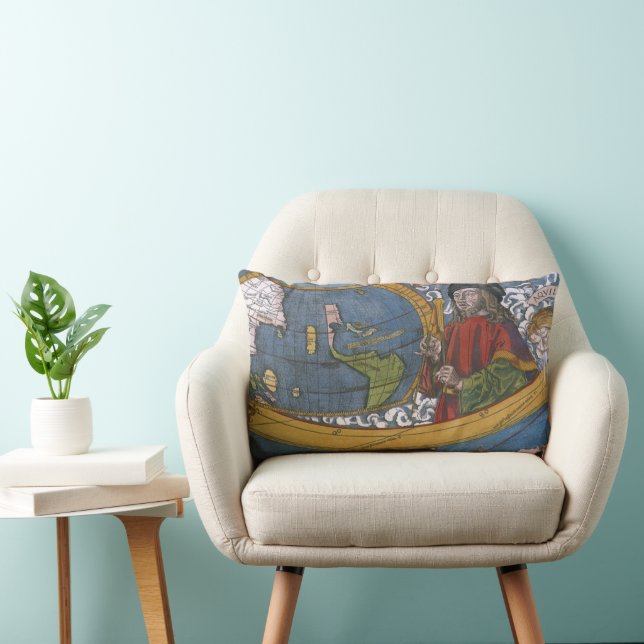 Coussin Rectangle Amerigo Vespucci Explorateur sur une carte des Amé (Chaise)
