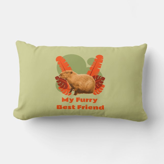 Coussin Rectangle Ami à Fourrure Capybara Animal Tropical (Recto)