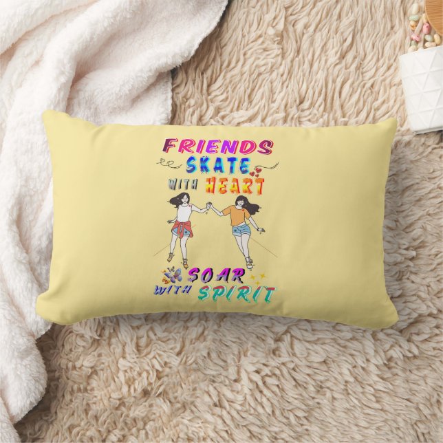 Coussin Rectangle Amis Polyester Skate With Heart Soar With Spirit (Couverture)