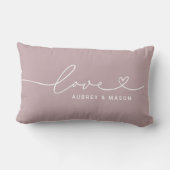 Coussin Rectangle Amour dans le script du coeur Lilac Monogramme per (Verso)