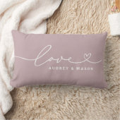 Coussin Rectangle Amour dans le script du coeur Lilac Monogramme per (Couverture)