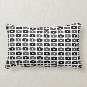 Coussin Rectangle Amour d'appareil-photo (noir et gris)
