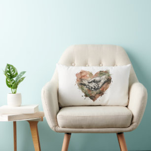 Coussin Rectangle Amour de Chien Lien entre l'Homme et l'Animal Aqua