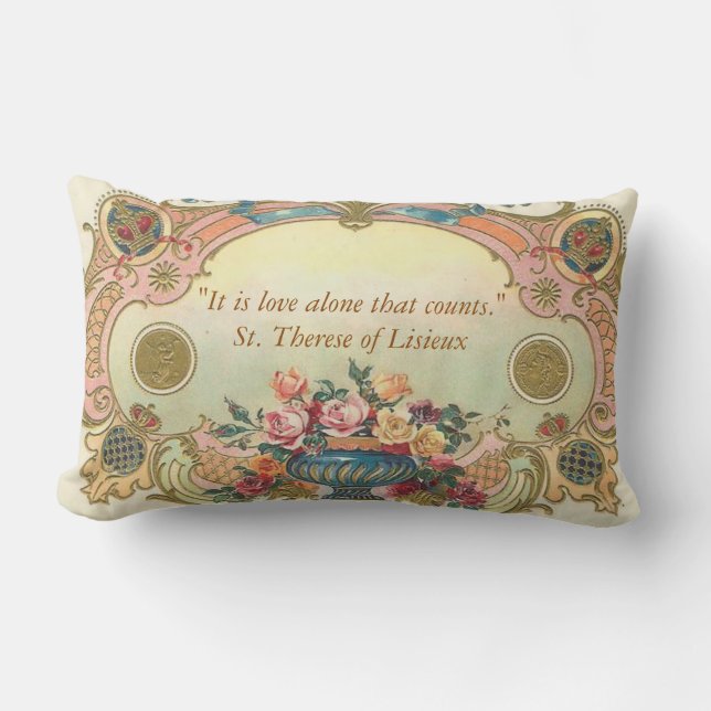 Coussin Rectangle Amour de roses de St Therese de cru (Recto)