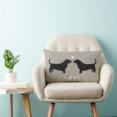 Coussin Rectangle Amour de silhouettes de Basset Hound (Chaise)