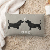 Coussin Rectangle Amour de silhouettes de Basset Hound (Couverture)