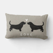 Coussin Rectangle Amour de silhouettes de Basset Hound (Verso)