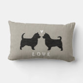 Coussin Rectangle Amour de silhouettes de Terrier australien (Verso)