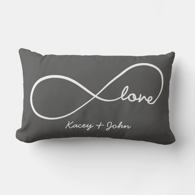 Coussin Rectangle Amour d'infini - gris-foncé (Recto)
