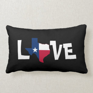 Coussin Rectangle AMOUR du Texas, avec la carte d'état/étoile