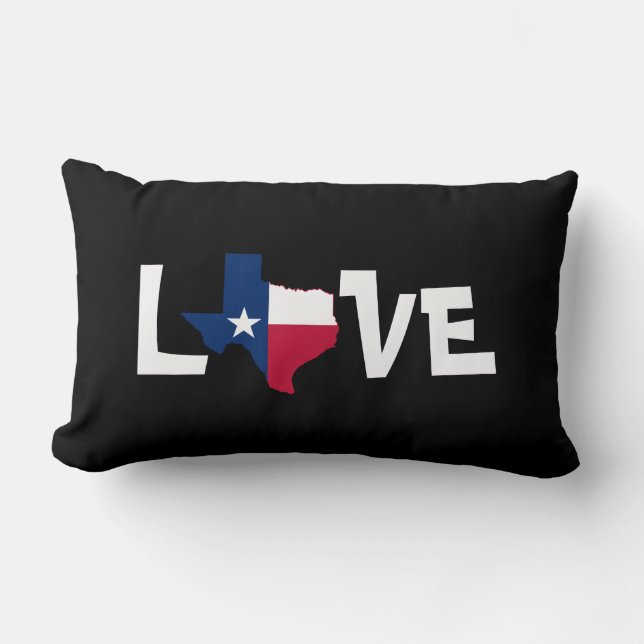 Coussin Rectangle AMOUR du Texas, avec la carte d'état/étoile (Recto)