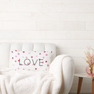 Coussin Rectangle AMOUR Pois rose sucré Décor artistique moderne