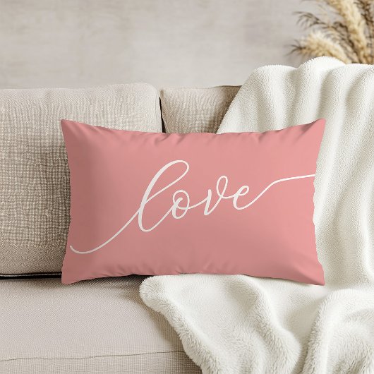 Coussin Rectangle Amour Simple Écriture Rose
