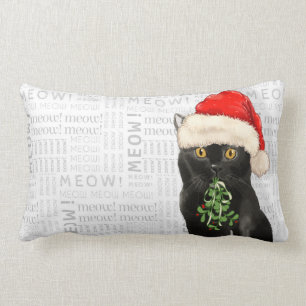 Coussin Rectangle Amoureux des chats Noël Black Bombay Père Noël Kit