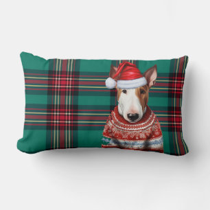Coussin Rectangle Amoureux des chiens Christmas Bull Terrier Holiday