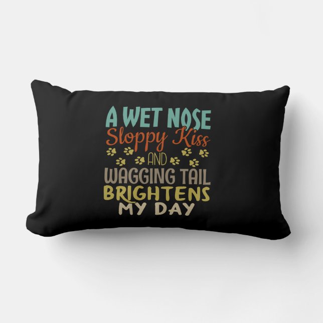 Coussin Rectangle Amoureux des chiens Nez Humide, Citation De Baiser (Recto)