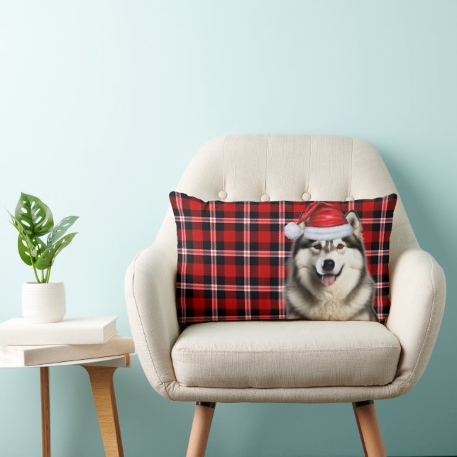 Coussin Rectangle Amoureux des chiens Noël Alaska Malamute vacances  (Chaise)