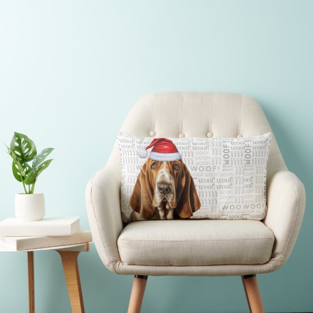 Coussin Rectangle Amoureux des chiens Noël Basset Hound (Chaise)