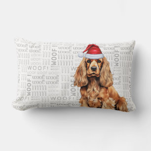 Coussin Rectangle Amoureux des chiens Noël Cocker Spaniel Woof Holid