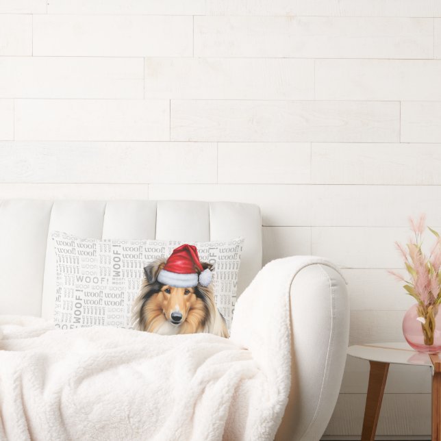 Coussin Rectangle Amoureux des chiens Noël Rough Collie Holiday (Canapé)