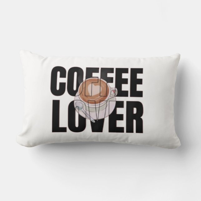 Coussin Rectangle Amoureux du café – Accro du café Désir de caféine  (Recto)