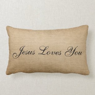 Coussin Rectangle Amours de Jésus de toile de jute vous