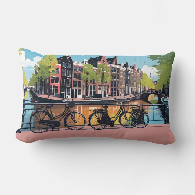 Coussin Rectangle Amsterdam de texte personnalisé (Recto)