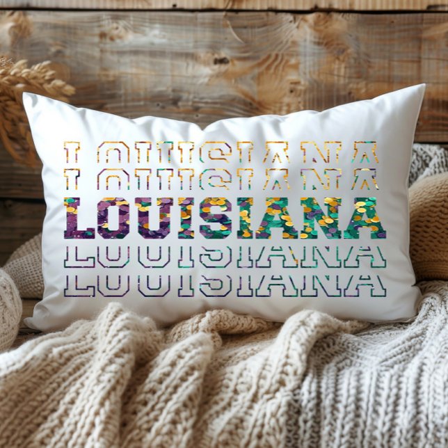 Coussin Rectangle Amusant Louisiane Violet Or Vert (Créateur téléchargé)