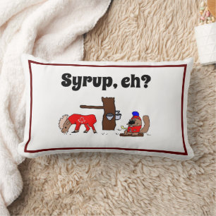 Coussin Rectangle Amusante orignal et castor du Canada avec sirop d'