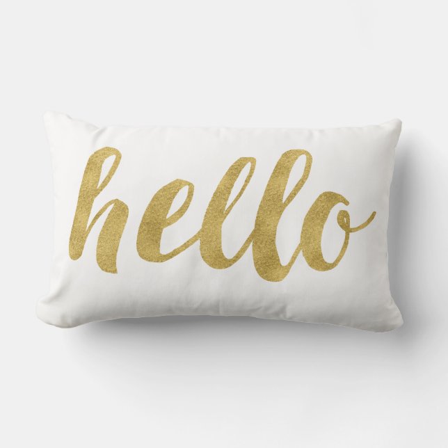 Coussin Rectangle Amusement Élégant Bonjour En Or Décor (Recto)