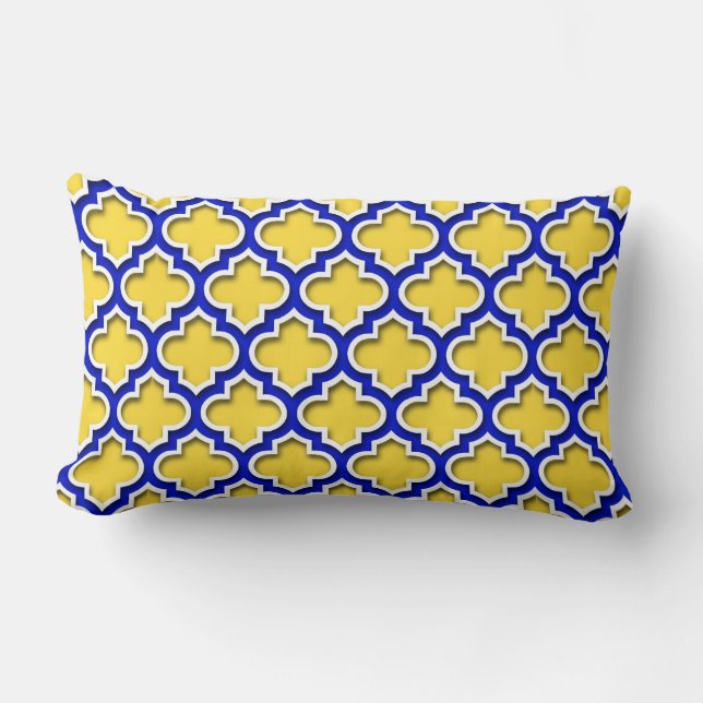 Coussin Rectangle Ananas Royal Blue What Marocain Quatrefoil #5DS (Recto)