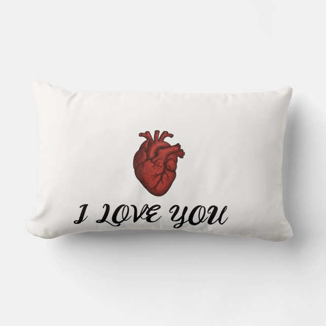 Coussin Rectangle Anatomical Heart “I LOVE YOU” Design (Recto)