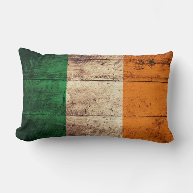 Coussin Rectangle Ancien drapeau d'Irlande en bois (Recto)