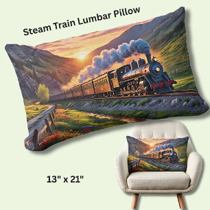 Coussin Rectangle Ancien moteur à vapeur Locomotive Train Mountain S