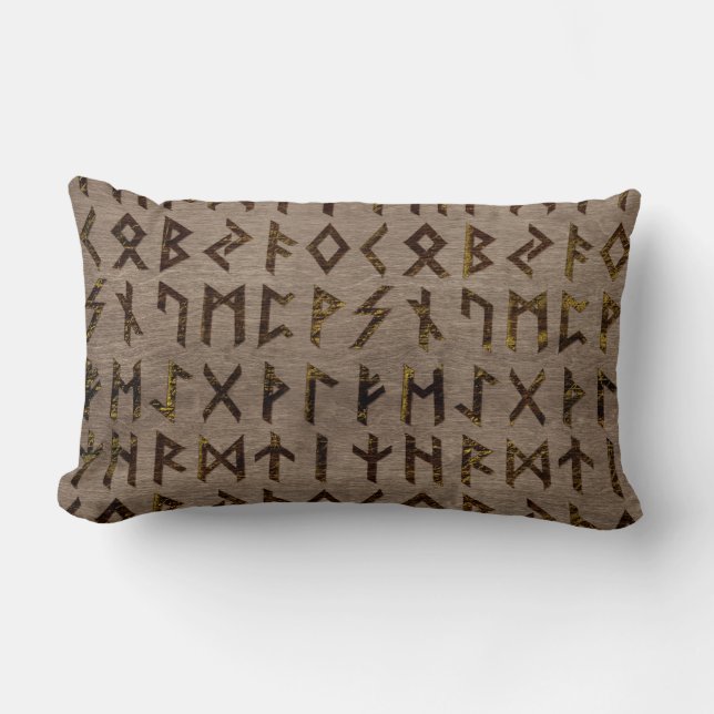 Coussin Rectangle Ancien motif alphabet des runes celtiques (Recto)