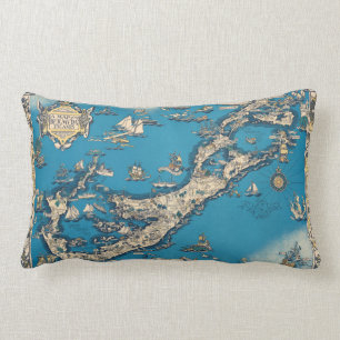 Coussin Rectangle Ancienne carte Vintage des Bermudes