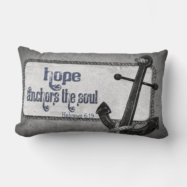 Coussin Rectangle ancrage gris avec verset d'écriture (Recto)