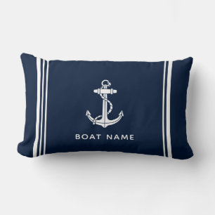 Coussin Rectangle Ancre de bateau élégante et nom