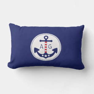 Coussin Rectangle Ancre nautique Étoiles et rayures patriotiques Mon