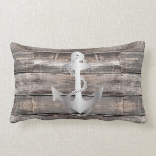 Coussin Rectangle Ancre nautique rustique + ROPE  