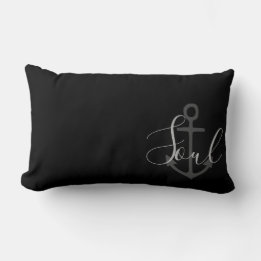 Coussin Rectangle Ancre nautique + type SOUL gris |