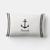 Coussin Rectangle Ancre noire sur blanc Personnalisé (Verso)