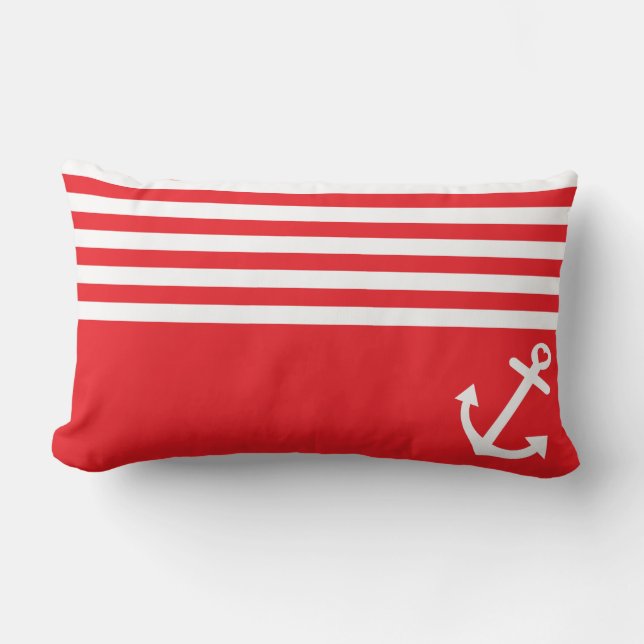 Coussin Rectangle Ancre rouge d'amour nautique (Recto)