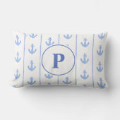 Coussin Rectangle Ancres Nautiliques et Rayures de Corde | Monogramm (Recto)