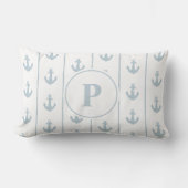 Coussin Rectangle Ancres Nautiliques et Rayures de Corde | Monogramm (Recto)