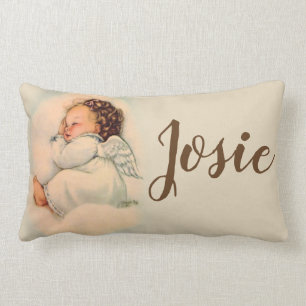 Coussin Rectangle Ange gardien personnalisé de bébé de sommeil